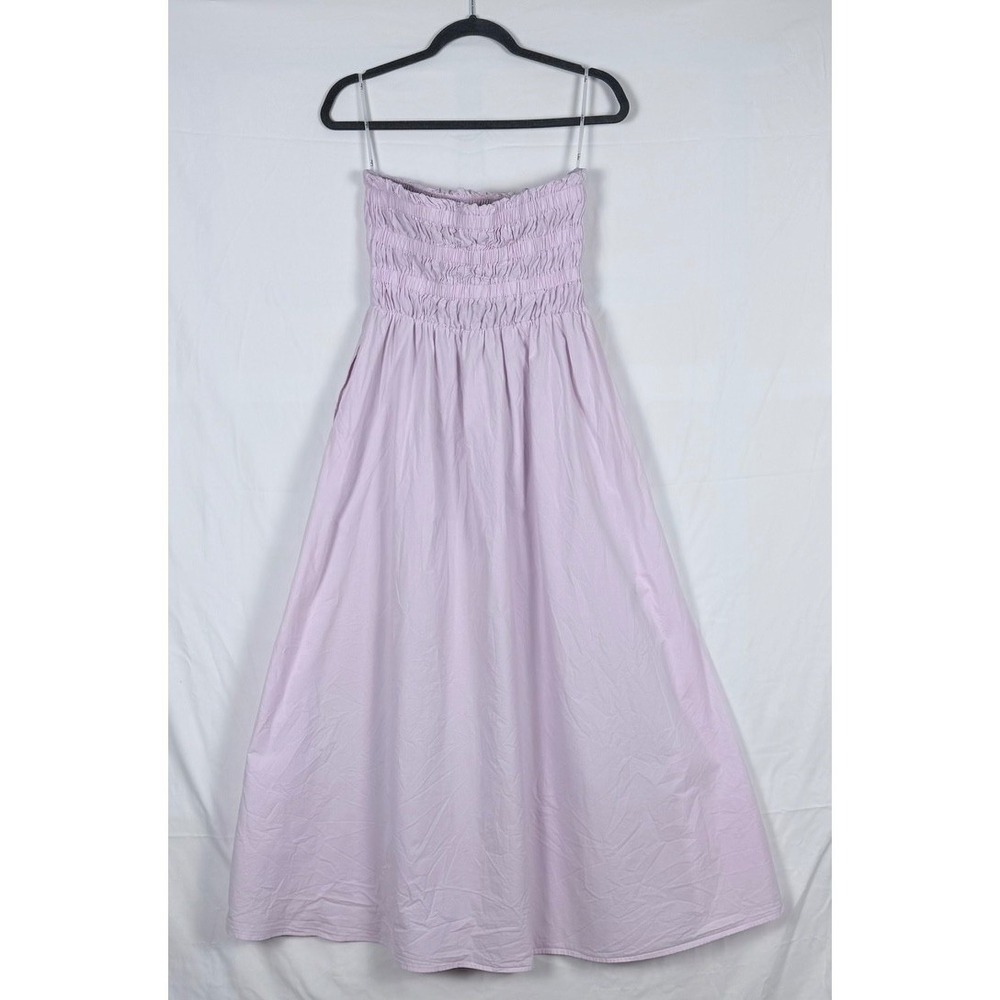 Lulus Lilac Midi Dress M Pink Sleeveless Smocked Summer Resort - Picture 4 of 11